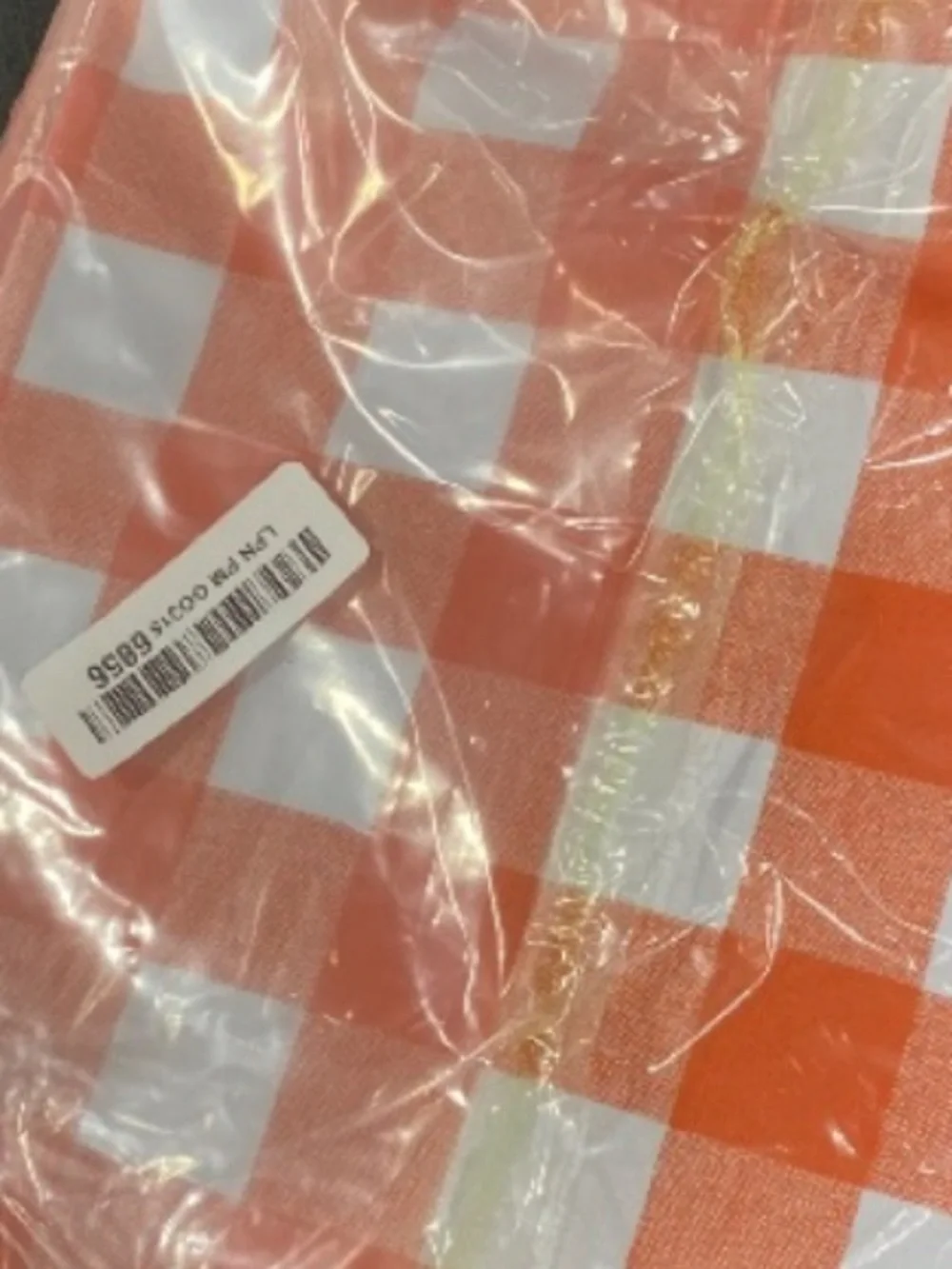 Gingham Tablecloth 100% Waterproof PVC Plastic Rectangular 54x108” ORANGE